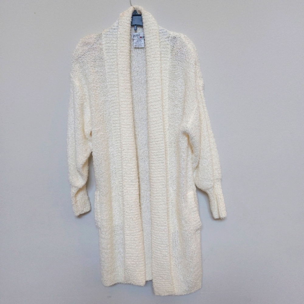 PEBBLE COURT Long Chunky Duster Cardigan Size Medium.